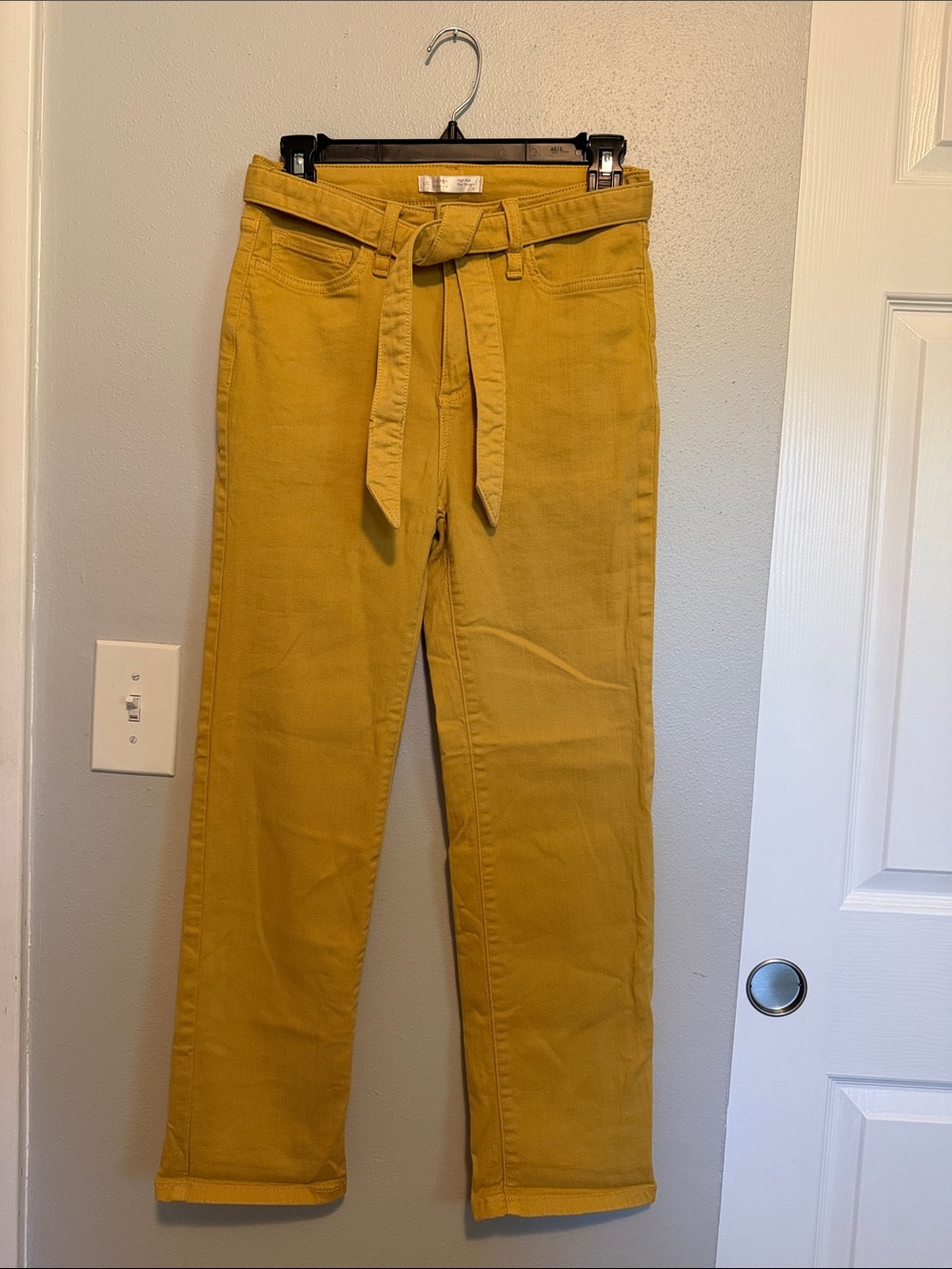 LC Lauren Conrad Mustard Straight-Leg Tie-Waist Jeans